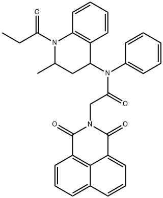 2-(1,3-dioxo-1H-benzo[de]isoquinolin-2(3H)-yl)-N-(2-methyl-1-propionyl-1,2,3,4-tetrahydro-4-quinolinyl)-N-phenylacetamide 구조식 이미지