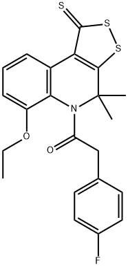 6-ethoxy-5-[(4-fluorophenyl)acetyl]-4,4-dimethyl-4,5-dihydro-1H-[1,2]dithiolo[3,4-c]quinoline-1-thione 구조식 이미지