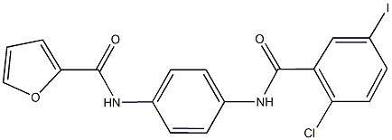 N-{4-[(2-chloro-5-iodobenzoyl)amino]phenyl}-2-furamide 구조식 이미지