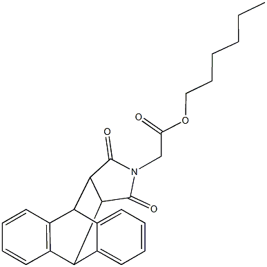 hexyl (16,18-dioxo-17-azapentacyclo[6.6.5.0~2,7~.0~9,14~.0~15,19~]nonadeca-2,4,6,9,11,13-hexaen-17-yl)acetate 구조식 이미지