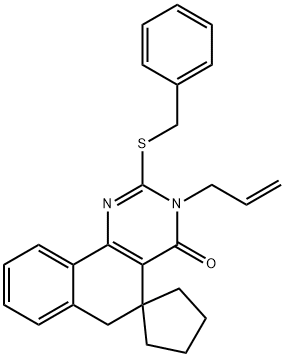 3-allyl-2-(benzylsulfanyl)-5,6-dihydrospiro(benzo[h]quinazoline-5,1'-cyclopentane)-4(3H)-one 구조식 이미지