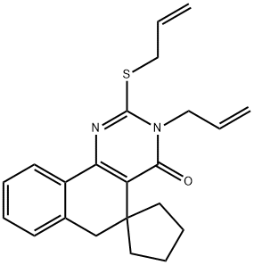 3-allyl-2-(allylsulfanyl)-5,6-dihydrospiro(benzo[h]quinazoline-5,1'-cyclopentane)-4(3H)-one Structure