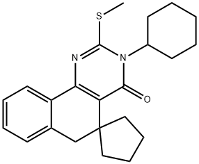 3-cyclohexyl-2-(methylsulfanyl)-5,6-dihydrospiro(benzo[h]quinazoline-5,1'-cyclopentane)-4(3H)-one Structure