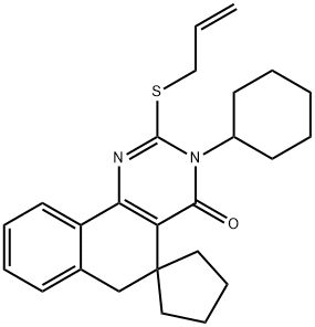 2-(allylsulfanyl)-3-cyclohexyl-5,6-dihydrospiro(benzo[h]quinazoline-5,1'-cyclopentane)-4(3H)-one Structure