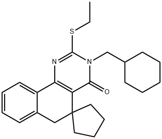 3-(cyclohexylmethyl)-2-(ethylsulfanyl)-5,6-dihydrospiro(benzo[h]quinazoline-5,1'-cyclopentane)-4(3H)-one 구조식 이미지