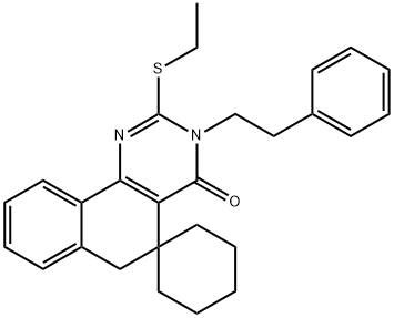 2-(ethylsulfanyl)-3-(2-phenylethyl)-5,6-dihydro-4(3H)-oxospiro(benzo[h]quinazolin-5,1'-cyclohexane) 구조식 이미지