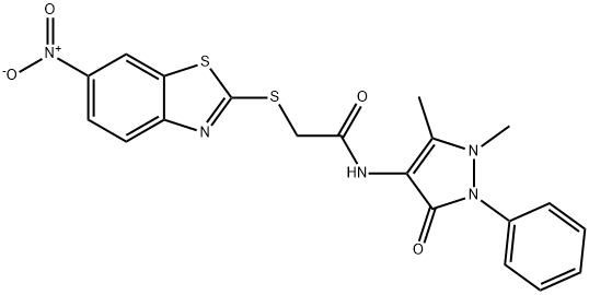 N-(1,5-dimethyl-3-oxo-2-phenyl-2,3-dihydro-1H-pyrazol-4-yl)-2-({6-nitro-1,3-benzothiazol-2-yl}sulfanyl)acetamide Structure