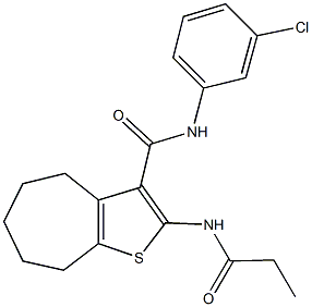 N-(3-chlorophenyl)-2-(propionylamino)-5,6,7,8-tetrahydro-4H-cyclohepta[b]thiophene-3-carboxamide Structure