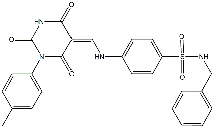 N-benzyl-4-{[(1-(4-methylphenyl)-2,4,6-trioxotetrahydro-5(2H)-pyrimidinylidene)methyl]amino}benzenesulfonamide 구조식 이미지