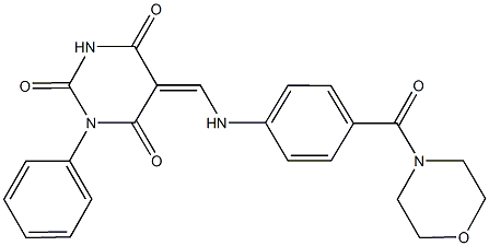 5-{[4-(4-morpholinylcarbonyl)anilino]methylene}-1-phenyl-2,4,6(1H,3H,5H)-pyrimidinetrione 구조식 이미지