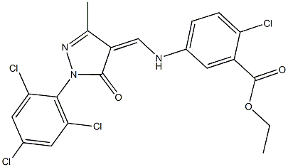 ethyl 2-chloro-5-({[3-methyl-5-oxo-1-(2,4,6-trichlorophenyl)-1,5-dihydro-4H-pyrazol-4-ylidene]methyl}amino)benzoate Structure