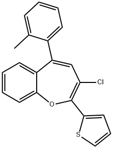 3-chloro-5-(2-methylphenyl)-2-(2-thienyl)-1-benzoxepine 구조식 이미지