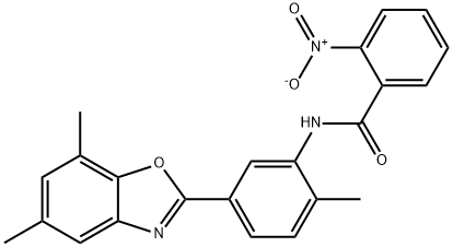 N-[5-(5,7-dimethyl-1,3-benzoxazol-2-yl)-2-methylphenyl]-2-nitrobenzamide 구조식 이미지