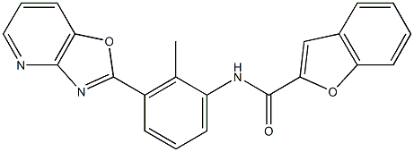 N-(2-methyl-3-[1,3]oxazolo[4,5-b]pyridin-2-ylphenyl)-1-benzofuran-2-carboxamide 구조식 이미지