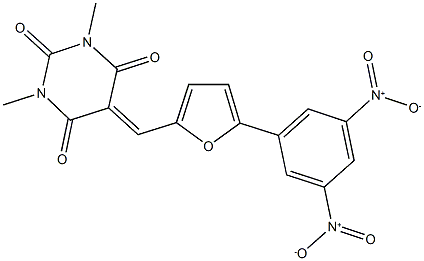 5-[(5-{3,5-bisnitrophenyl}-2-furyl)methylene]-1,3-dimethyl-2,4,6(1H,3H,5H)-pyrimidinetrione Structure