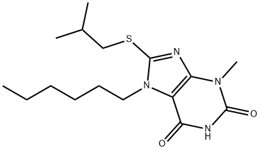 7-hexyl-8-(isobutylsulfanyl)-3-methyl-3,7-dihydro-1H-purine-2,6-dione Structure