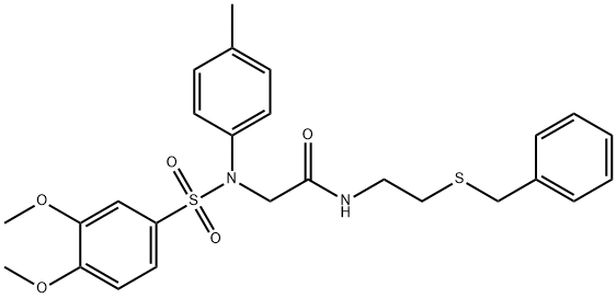 N-[2-(benzylsulfanyl)ethyl]-2-{[(3,4-dimethoxyphenyl)sulfonyl]-4-methylanilino}acetamide Structure