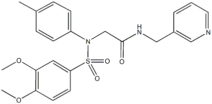 2-{[(3,4-dimethoxyphenyl)sulfonyl]-4-methylanilino}-N-(3-pyridinylmethyl)acetamide 구조식 이미지