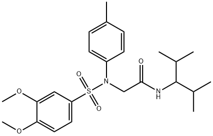 2-{[(3,4-dimethoxyphenyl)sulfonyl]-4-methylanilino}-N-(1-isopropyl-2-methylpropyl)acetamide Structure