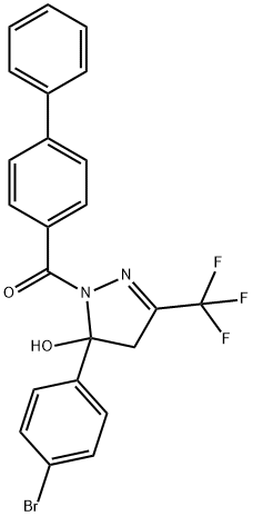 1-([1,1'-biphenyl]-4-ylcarbonyl)-5-(4-bromophenyl)-3-(trifluoromethyl)-4,5-dihydro-1H-pyrazol-5-ol Structure