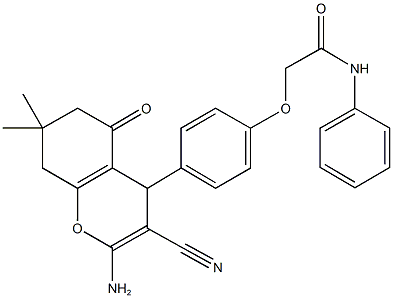 2-[4-(2-amino-3-cyano-7,7-dimethyl-5-oxo-5,6,7,8-tetrahydro-4H-chromen-4-yl)phenoxy]-N-phenylacetamide 구조식 이미지