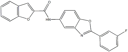 N-[2-(3-fluorophenyl)-1,3-benzoxazol-5-yl]-1-benzofuran-2-carboxamide 구조식 이미지