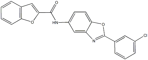 N-[2-(3-chlorophenyl)-1,3-benzoxazol-5-yl]-1-benzofuran-2-carboxamide 구조식 이미지