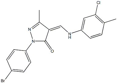 2-(4-bromophenyl)-4-[(3-chloro-4-methylanilino)methylene]-5-methyl-2,4-dihydro-3H-pyrazol-3-one 구조식 이미지