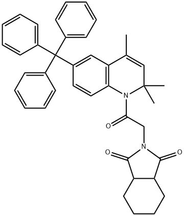 2-[2-oxo-2-(2,2,4-trimethyl-6-trityl-1(2H)-quinolinyl)ethyl]hexahydro-1H-isoindole-1,3(2H)-dione 구조식 이미지