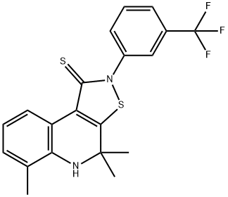 4,4,6-trimethyl-2-[3-(trifluoromethyl)phenyl]-4,5-dihydroisothiazolo[5,4-c]quinoline-1(2H)-thione Structure