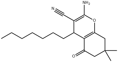 2-amino-4-heptyl-7,7-dimethyl-5-oxo-5,6,7,8-tetrahydro-4H-chromene-3-carbonitrile 구조식 이미지