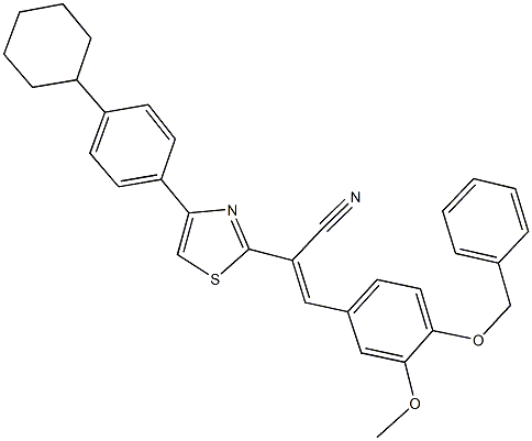 3-[4-(benzyloxy)-3-methoxyphenyl]-2-[4-(4-cyclohexylphenyl)-1,3-thiazol-2-yl]acrylonitrile 구조식 이미지