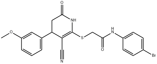 N-(4-bromophenyl)-2-{[3-cyano-4-(3-methoxyphenyl)-6-oxo-1,4,5,6-tetrahydro-2-pyridinyl]sulfanyl}acetamide Structure