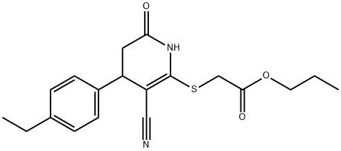 propyl {[3-cyano-4-(4-ethylphenyl)-6-oxo-1,4,5,6-tetrahydro-2-pyridinyl]sulfanyl}acetate 구조식 이미지