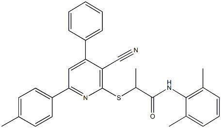 2-{[3-cyano-6-(4-methylphenyl)-4-phenyl-2-pyridinyl]sulfanyl}-N-(2,6-dimethylphenyl)propanamide Structure