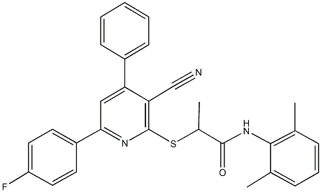 2-{[3-cyano-6-(4-fluorophenyl)-4-phenyl-2-pyridinyl]sulfanyl}-N-(2,6-dimethylphenyl)propanamide Structure