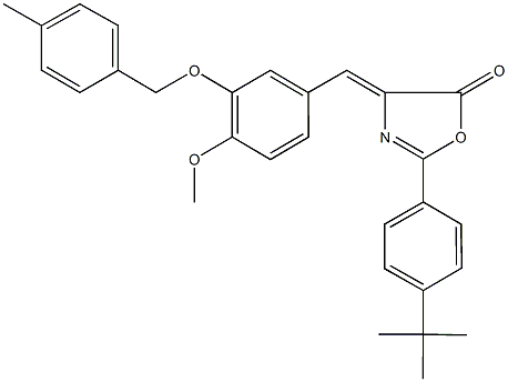 2-(4-tert-butylphenyl)-4-{4-methoxy-3-[(4-methylbenzyl)oxy]benzylidene}-1,3-oxazol-5(4H)-one Structure