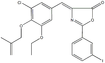 4-{3-chloro-5-ethoxy-4-[(2-methyl-2-propenyl)oxy]benzylidene}-2-(3-iodophenyl)-1,3-oxazol-5(4H)-one 구조식 이미지
