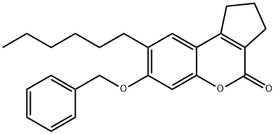 7-(benzyloxy)-8-hexyl-2,3-dihydrocyclopenta[c]chromen-4(1H)-one Structure