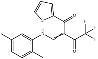 2-[(2,5-dimethylanilino)methylene]-4,4,4-trifluoro-1-(2-thienyl)-1,3-butanedione 구조식 이미지