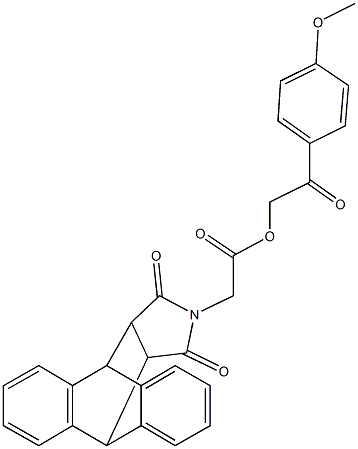 2-(4-methoxyphenyl)-2-oxoethyl (16,18-dioxo-17-azapentacyclo[6.6.5.0~2,7~.0~9,14~.0~15,19~]nonadeca-2,4,6,9,11,13-hexaen-17-yl)acetate Structure