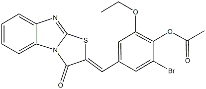 2-bromo-6-ethoxy-4-[(3-oxo[1,3]thiazolo[3,2-a]benzimidazol-2(3H)-ylidene)methyl]phenyl acetate Structure