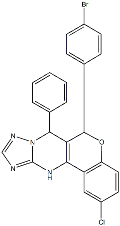 6-(4-bromophenyl)-2-chloro-7-phenyl-7,12-dihydro-6H-chromeno[4,3-d][1,2,4]triazolo[1,5-a]pyrimidine 구조식 이미지