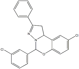 9-chloro-5-(3-chlorophenyl)-2-phenyl-1,10b-dihydropyrazolo[1,5-c][1,3]benzoxazine Structure