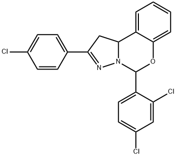 2-(4-chlorophenyl)-5-(2,4-dichlorophenyl)-1,10b-dihydropyrazolo[1,5-c][1,3]benzoxazine Structure