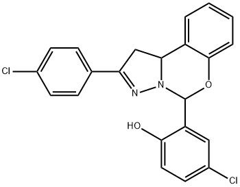 4-chloro-2-[2-(4-chlorophenyl)-1,10b-dihydropyrazolo[1,5-c][1,3]benzoxazin-5-yl]phenol Structure