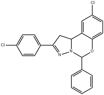9-chloro-2-(4-chlorophenyl)-5-phenyl-1,10b-dihydropyrazolo[1,5-c][1,3]benzoxazine Structure