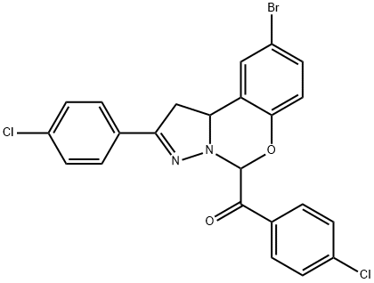 [9-bromo-2-(4-chlorophenyl)-1,10b-dihydropyrazolo[1,5-c][1,3]benzoxazin-5-yl](4-chlorophenyl)methanone 구조식 이미지