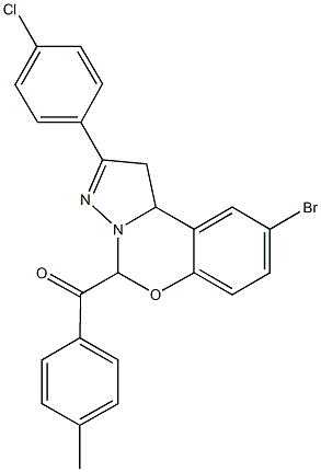 [9-bromo-2-(4-chlorophenyl)-1,10b-dihydropyrazolo[1,5-c][1,3]benzoxazin-5-yl](4-methylphenyl)methanone 구조식 이미지