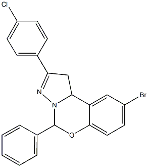 9-bromo-2-(4-chlorophenyl)-5-phenyl-1,10b-dihydropyrazolo[1,5-c][1,3]benzoxazine 구조식 이미지